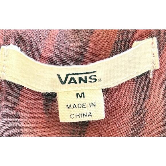 Vans Fern Print Wine and Black High Neck Spaghetti Strap Mini Swing Dress - Picture 5 of 5